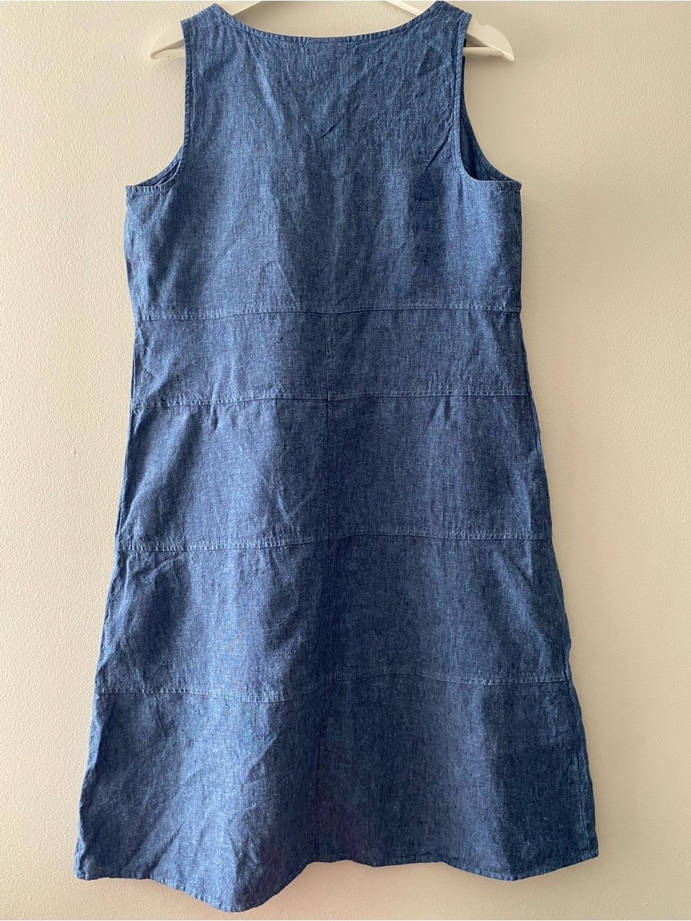 J.jill Blue Pure Jill 100% Linen Sleeveless Summer Dress Pockets Midi - Picture 5 of 12